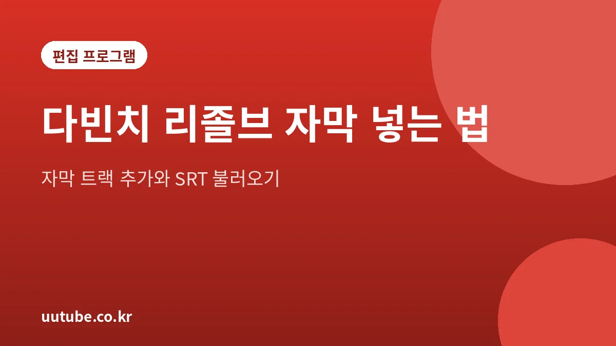 다빈치 리졸브 자막 트랙과 SRT 불러오기를 설명하는 대표 그림
